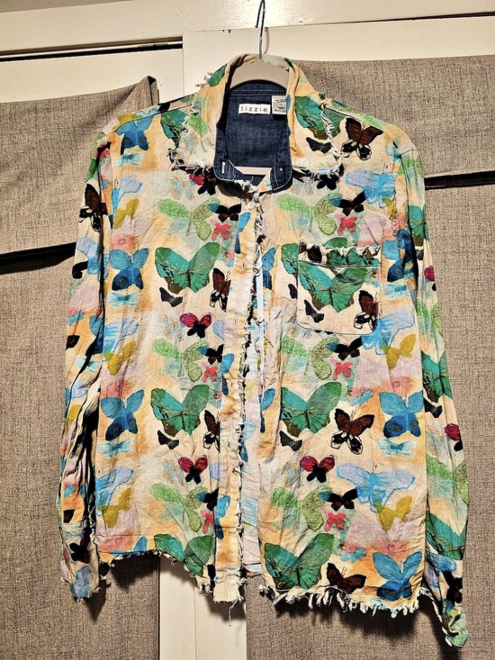 Lizzie Butterfly Print Denim Jacket